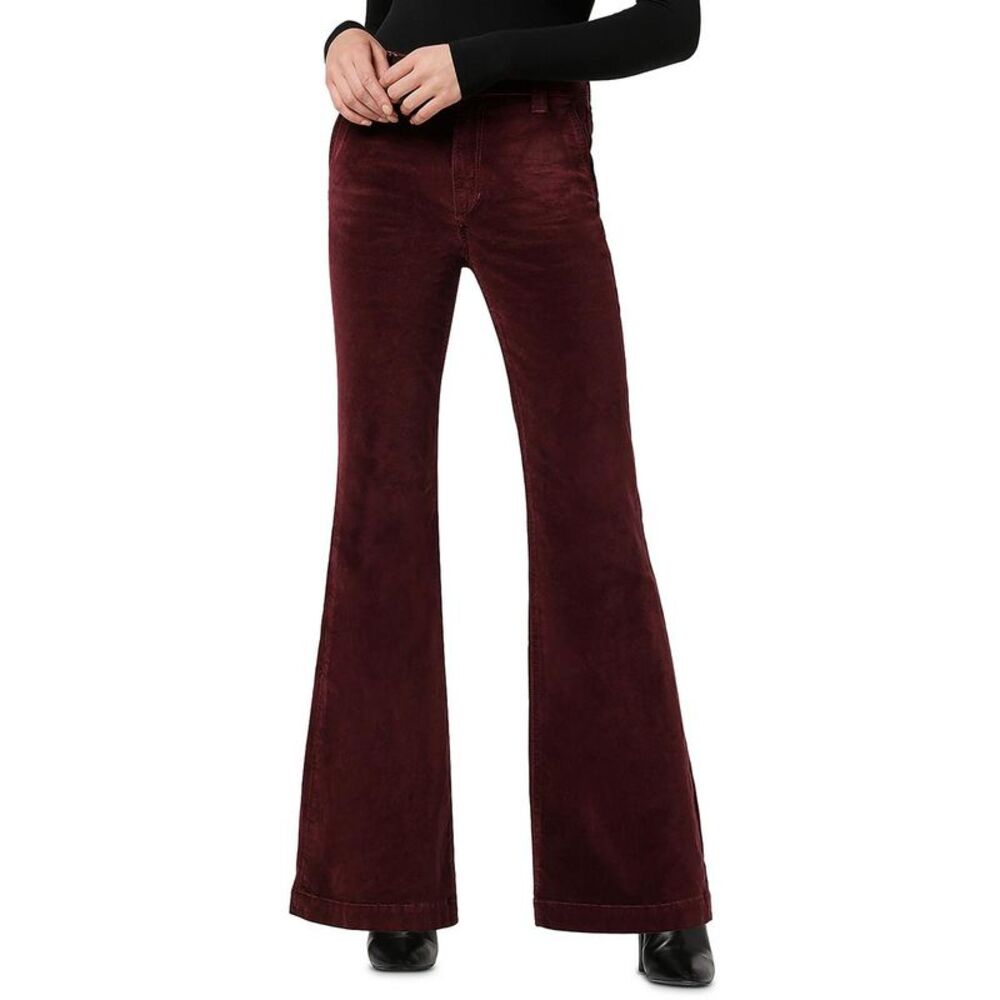 Joe's Womens The Molly Red Trouser Velvet High-Waist Flared Pants NWT